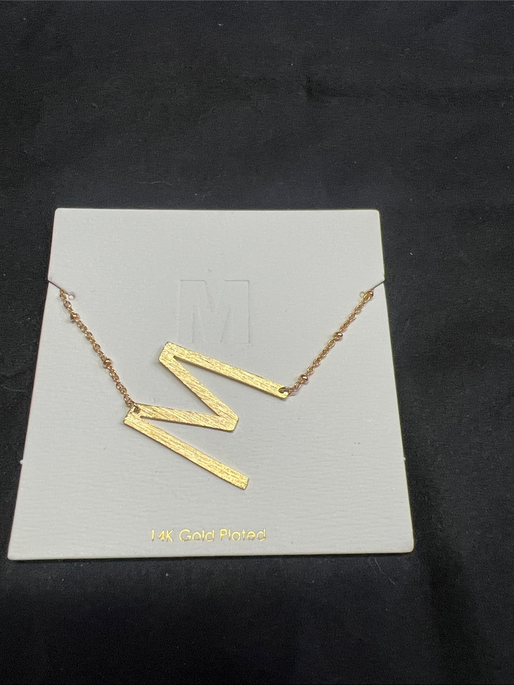 Francesca's Collections Gold Textured M Pendant Necklace